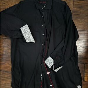 Robert Graham Black Casual Button Down Shirt, 3XLT